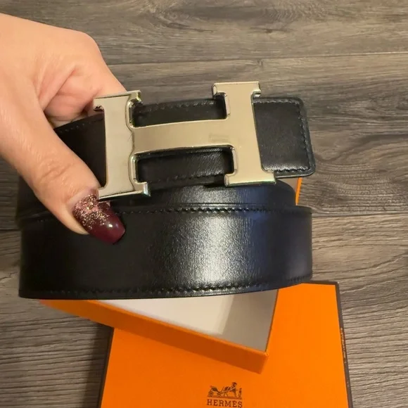 HERMES Black Constance H Belt Buckle & Reversible Leather Strap - Picture 2 of 8